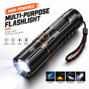 Rechargeable LED Flashlight with Telescopic Zoom & Power Bank (DBD) : 9000