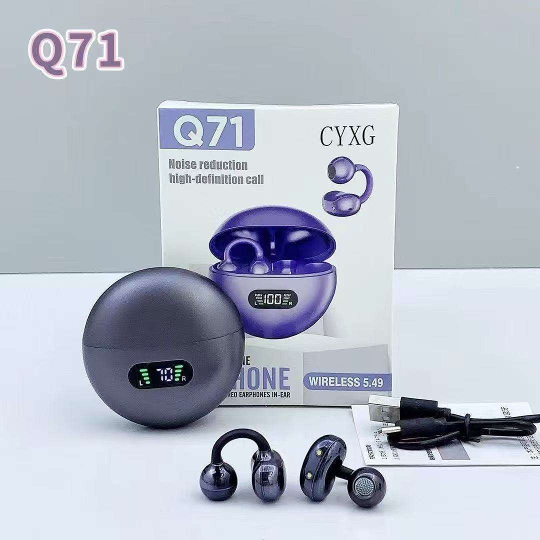 Q71 True Wireless Open-Ear / Ear Clip Earbuds – Digital LED Display, HD Stereo Sound, Noise Reduction Call Feature, 30mAh Earbud & 180mAh Charging Case for Sports & Daily Use - Image 2