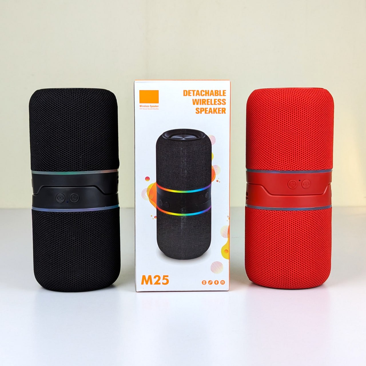 NEW M25 Outdoor Wireless DJ Two-in-One Split Bluetooth Speaker – 10W Portable Audio Player with Sync LED Lights, TWS, AUX & TF Card Support - Image 2