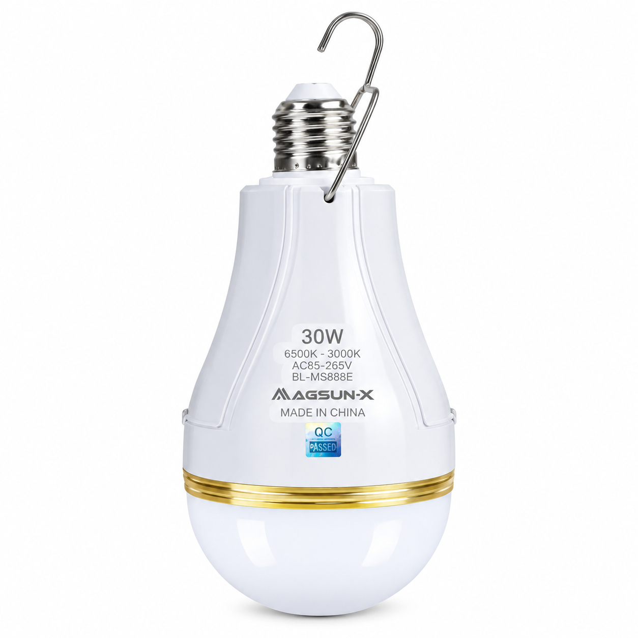 MAGSUN-X 30W LED Rechargeable AC/DC Energy-Saving Bulb – 3500 Lumens Cool Daylight Emergency Light with High-Capacity Lithium Battery Pack - Image 2