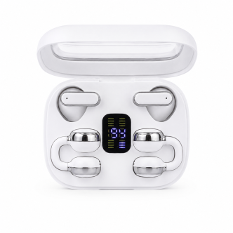 Q10 HiFi Stereo Sports Wireless Earbuds (2 Pairs) – 4-in-1 Combo Set with In-Ear & Open-Ear Clip Design, Bluetooth 5.4, LED Digital Display & IPX4 Waterproof - Image 4