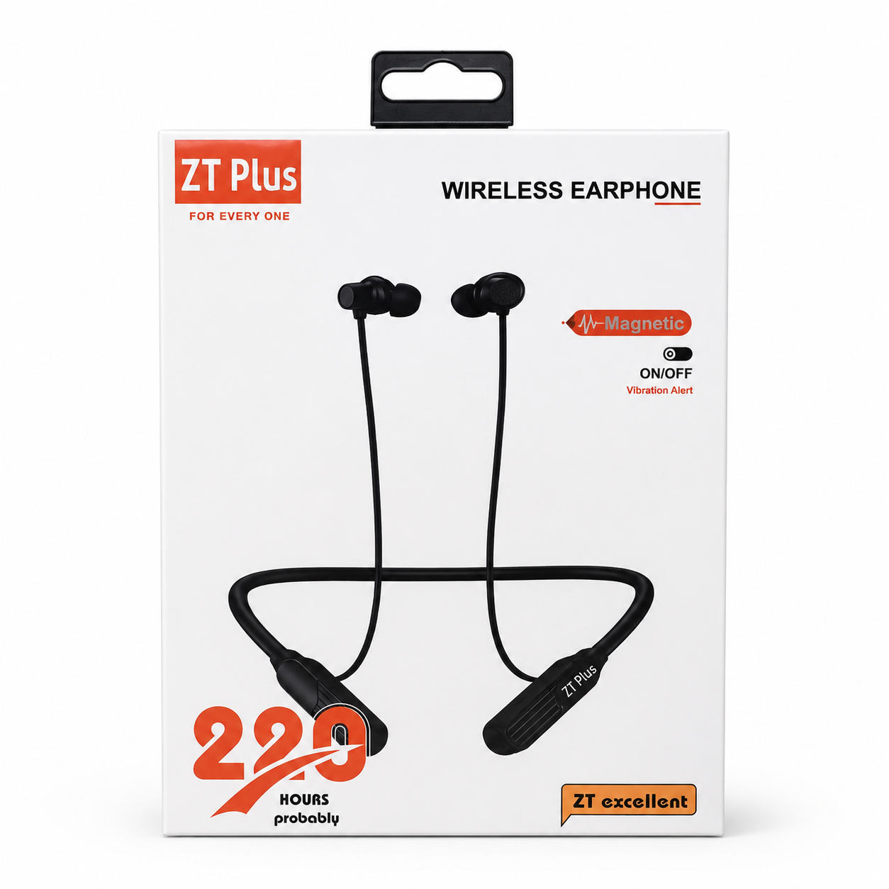 ZT Excellent Wireless Neckband Earphone – Bluetooth Headset with 220H Standby, Auto Power On/Off Detach Feature, Vibration Alert & Magnetic Earbuds - Image 2