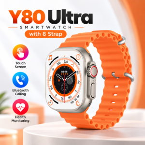 Y80 Ultra Smart Watch – 2.02" IPS Display, Bluetooth Calling & 8-in-1 Combo Pack with 8 Straps