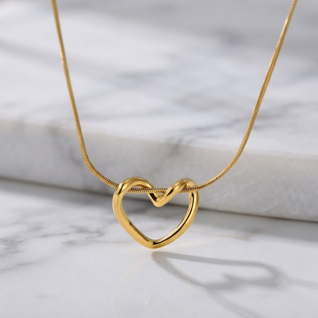 Minimalist Twisted Open-Heart Pendant Necklace - Image 2