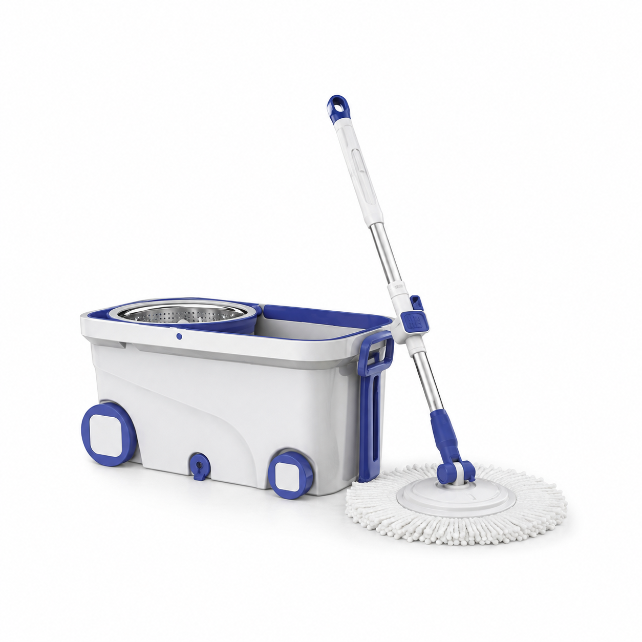 360-Degree Rotating Magic Spin Mop and Bucket Set with Wheels and Stainless Steel Dehydration Basket - Image 2
