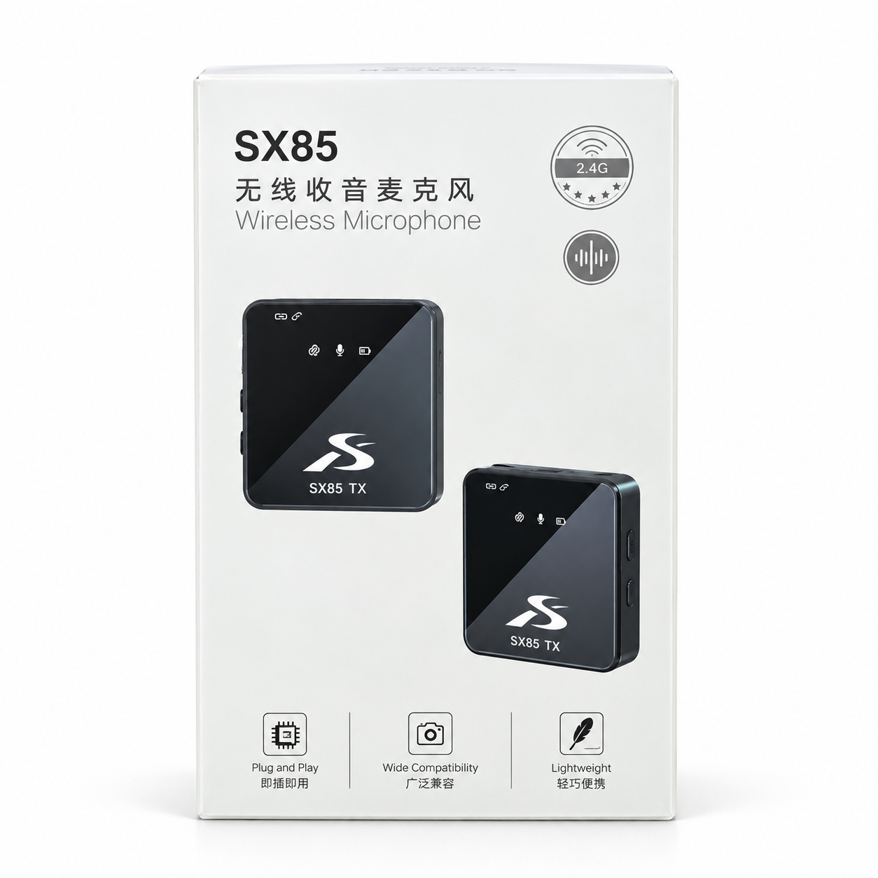 SX85 Dual Wireless Lavalier Microphone – Multi-Device Clip-On Mic with Noise Reduction, Dual Transmitters for PC, DSLR Camera, iPhone & Type-C Android - Image 4