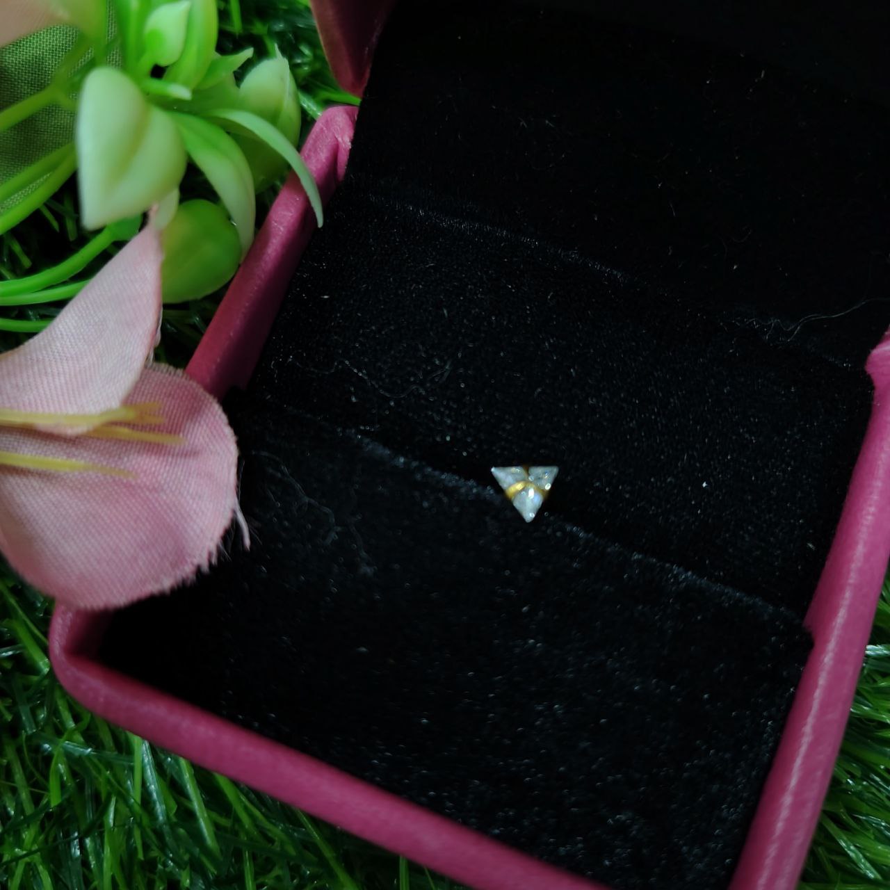 tiny crystal triangle earrings | - Image 2