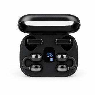 Q10 HiFi Stereo Sports Wireless Earbuds (2 Pairs) – 4-in-1 Combo Set with In-Ear & Open-Ear Clip Design, Bluetooth 5.4, LED Digital Display & IPX4 Waterproof - Image 5