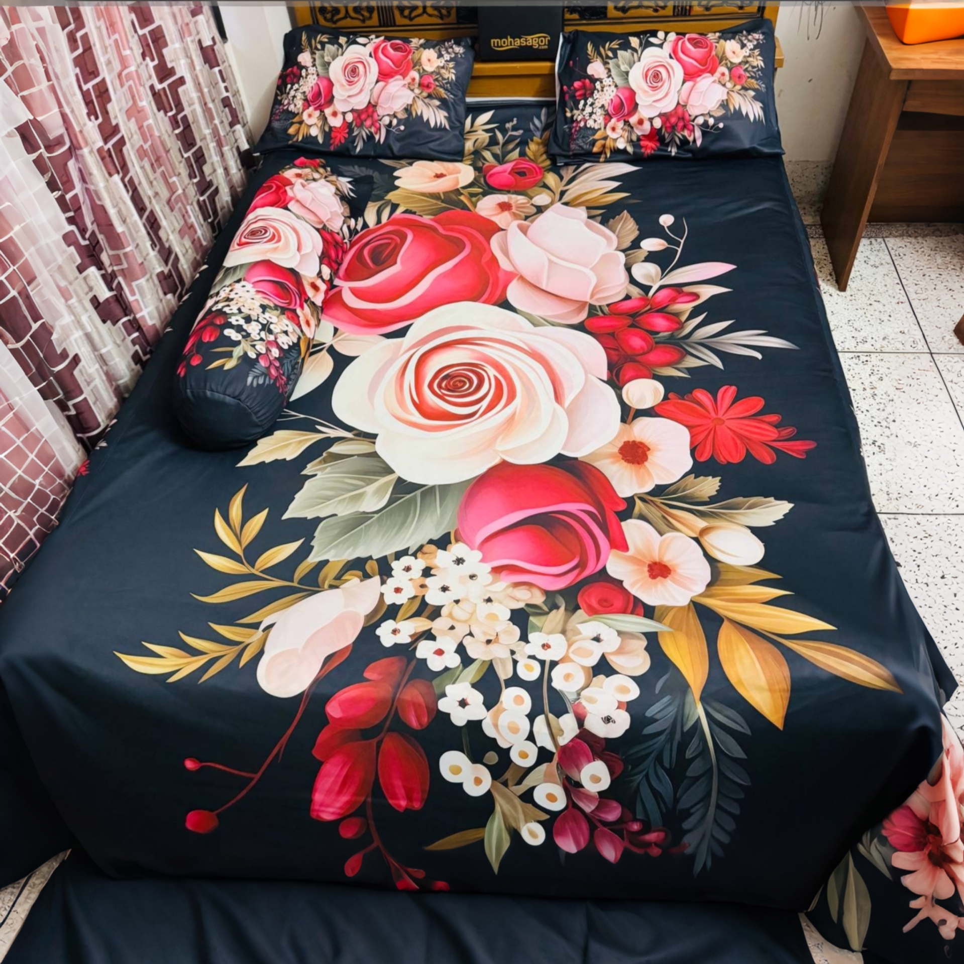 China Premium 3D Design Bed Sheet(red) - Image 3