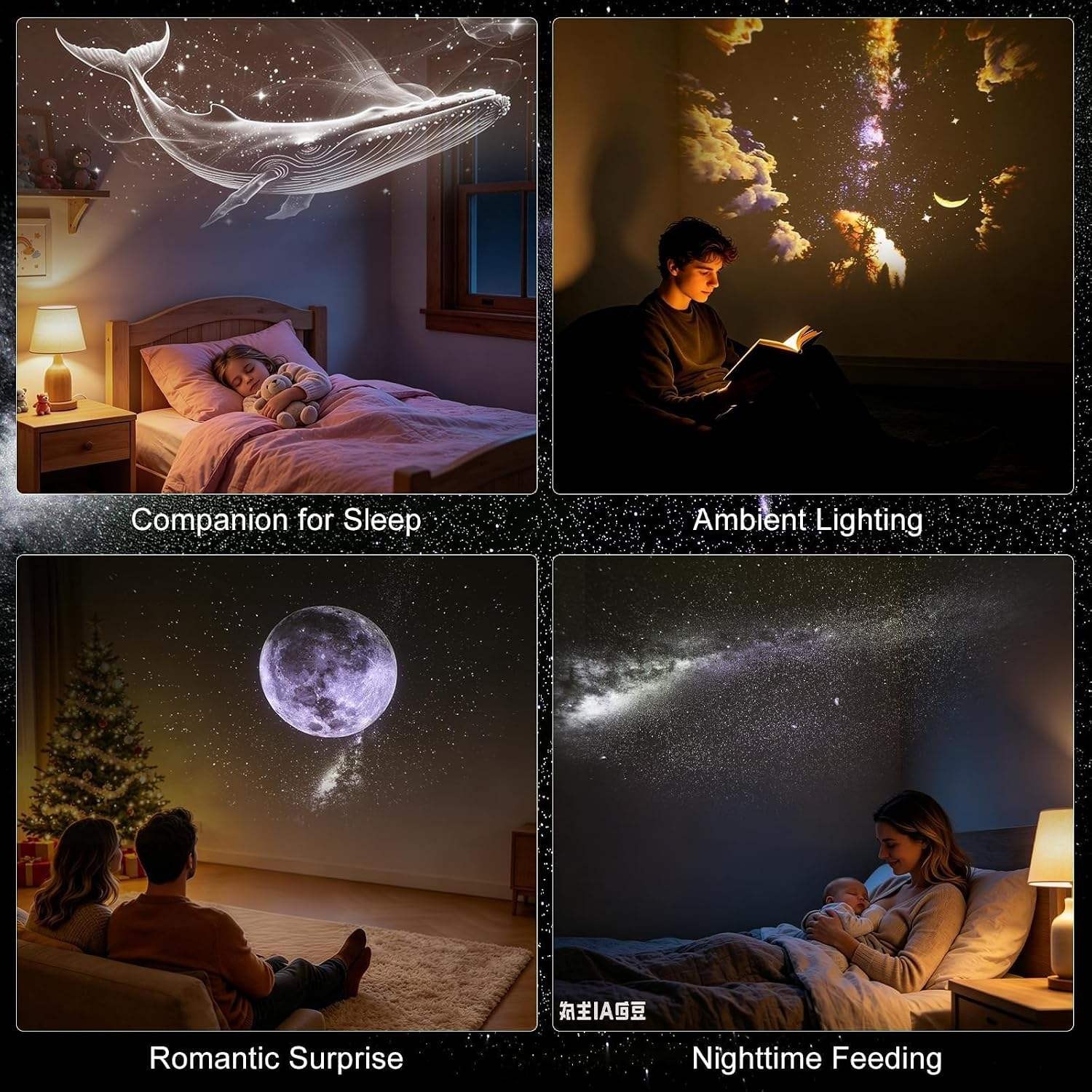 2-in-1 USB Mini Galaxy Star Projector & Bedside Night Light with 360° Flexible Design & 12 Interchangeable Disks - Image 5