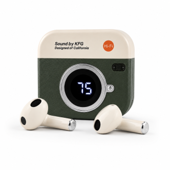 Q86 Retro Camera Design True Wireless Earbuds – Bluetooth 5.4 TWS with Leather Texture, Digital LED Display, Low Latency Gaming & ENC Noise Reduction - Image 5
