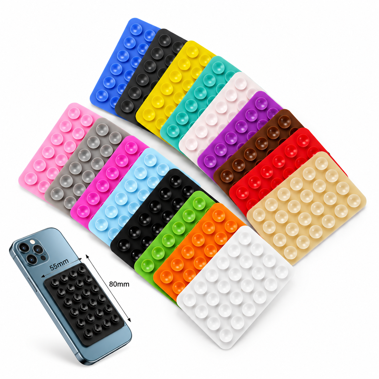 Silicone Suction Phone Case Mount – Adhesive Anti-Slip Mobile Phone Holder for iPhone & Android, Hands-Free Mirror Mount for Vlogging, Selfies & Fidget Toy (8x5.5cm) - Image 2