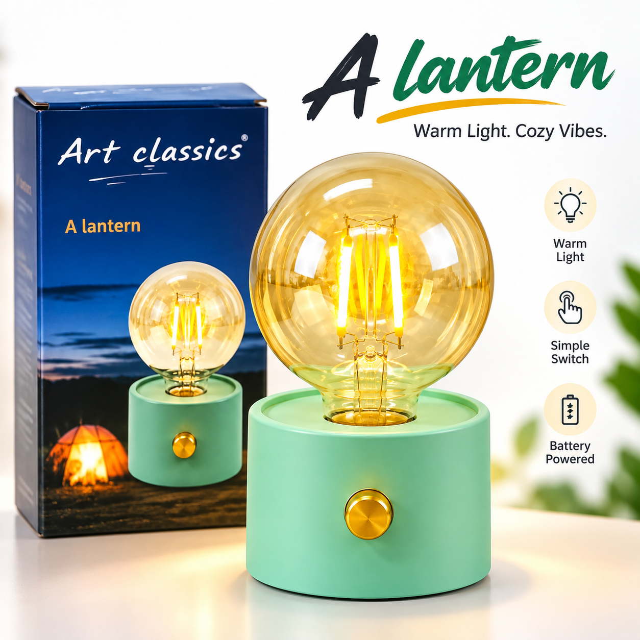Vintage Edition LED Bulb Night Light – Rechargeable Cordless Art Classics Table Lamp with Dimmable Rotary Knob & Warm Ambient Glow for Bedroom & Home Decor