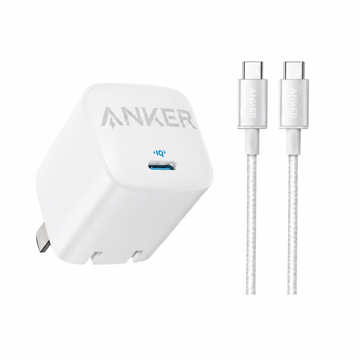 Anker 30W Fast Charger Set – Ultra-Compact Wall Adapter with USB-C to USB-C Braided Cable, Foldable Plug & GaN Technology for Apple & More - Image 2