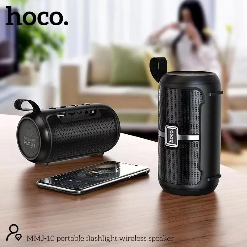Hoco MMJ10 Portable Flashlight Wireless Bluetooth Speaker – Built-in LED Torch, 1200mAh Battery, TF, USB & FM Radio Support - Image 5