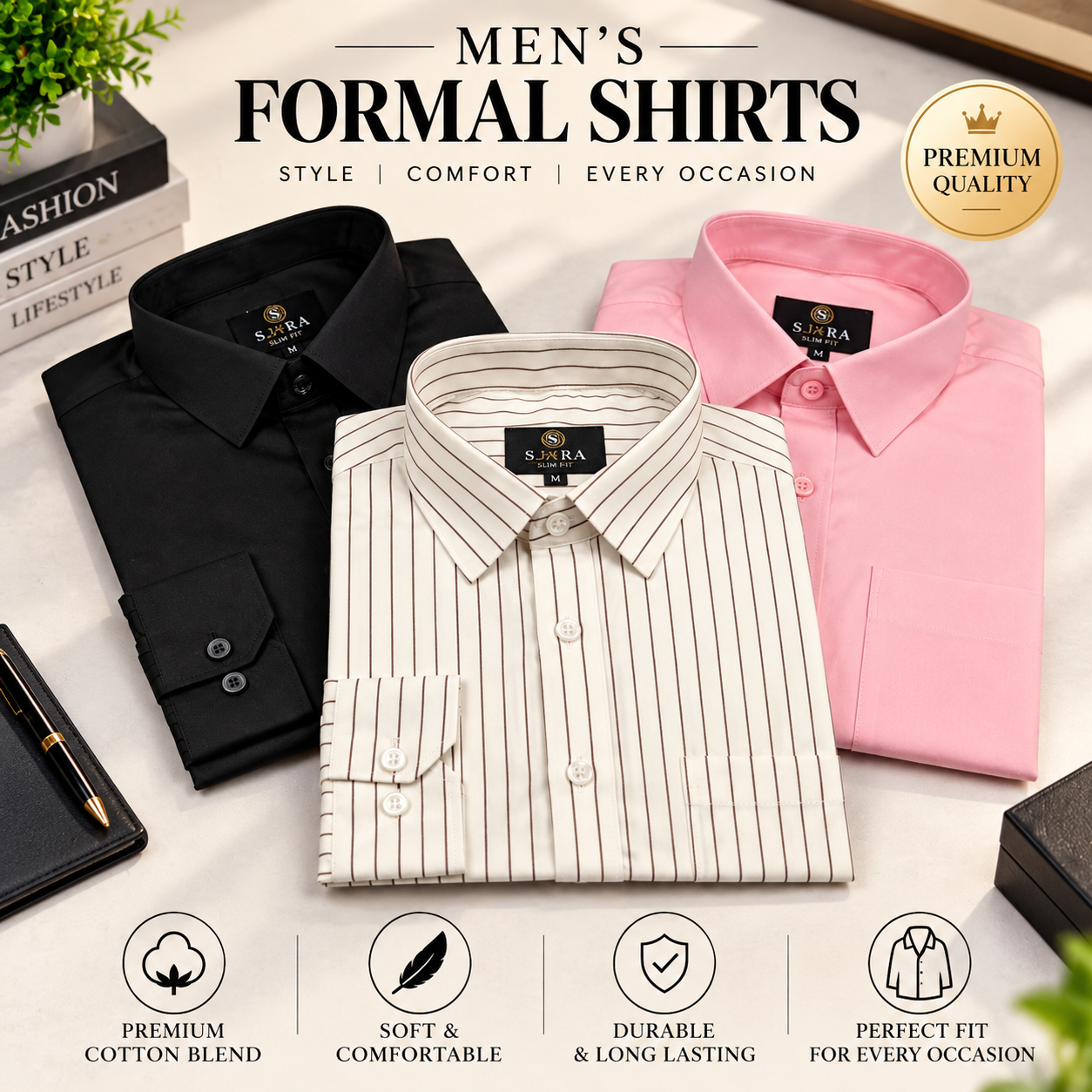 Premium Formal Shirt 3 Pcs Combo