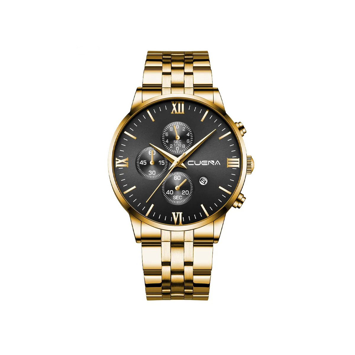 CUENA 6008 Stainless Steel chronograph Analog luminous Men’s Watch- Gold Black - Image 2