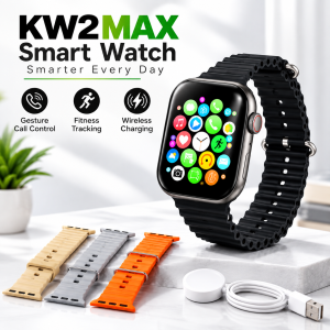 KW2 Max Smart Watch with Curve AMOLED-like Display, Gesture Control & Wireless Charging