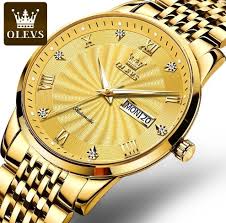 Butter Fly Lock OLEVS 9931G New Exclusive Design Quartz Watch for Men Golden - Image 3