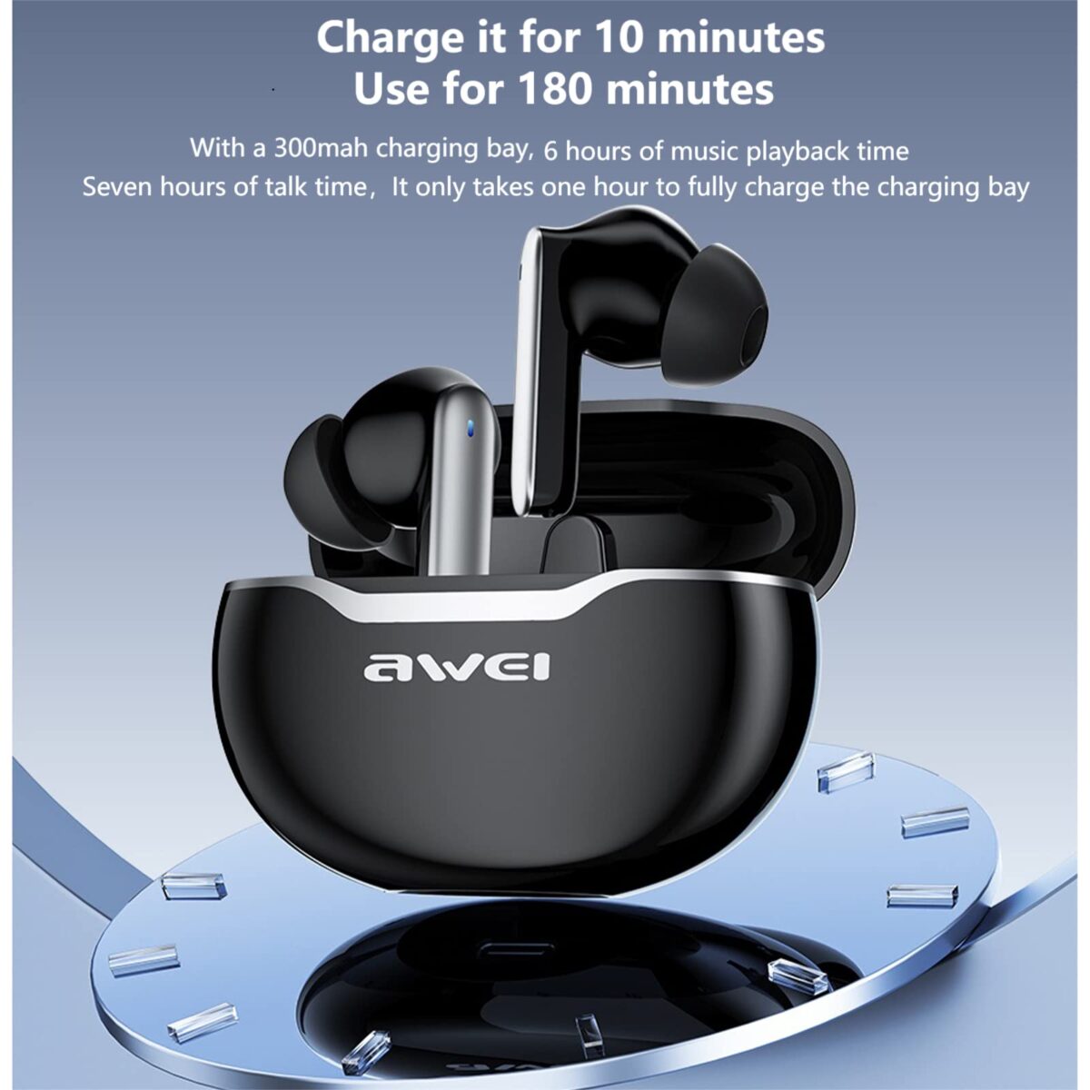 Awei T50 True Wireless Earbuds – Bluetooth 5.3 TWS with 13mm Drivers, 4-Mic ENC Noise Cancellation, IPX6 Waterproof & 25H Battery - Image 2