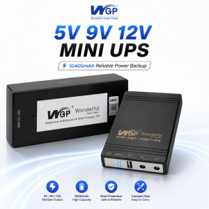WGP Mini UPS 10400mAh for WiFi Router - 12V Input, Multi-Voltage Output (5V/9V/12V) Uninterruptible Power Supply with Smart Safety Protection