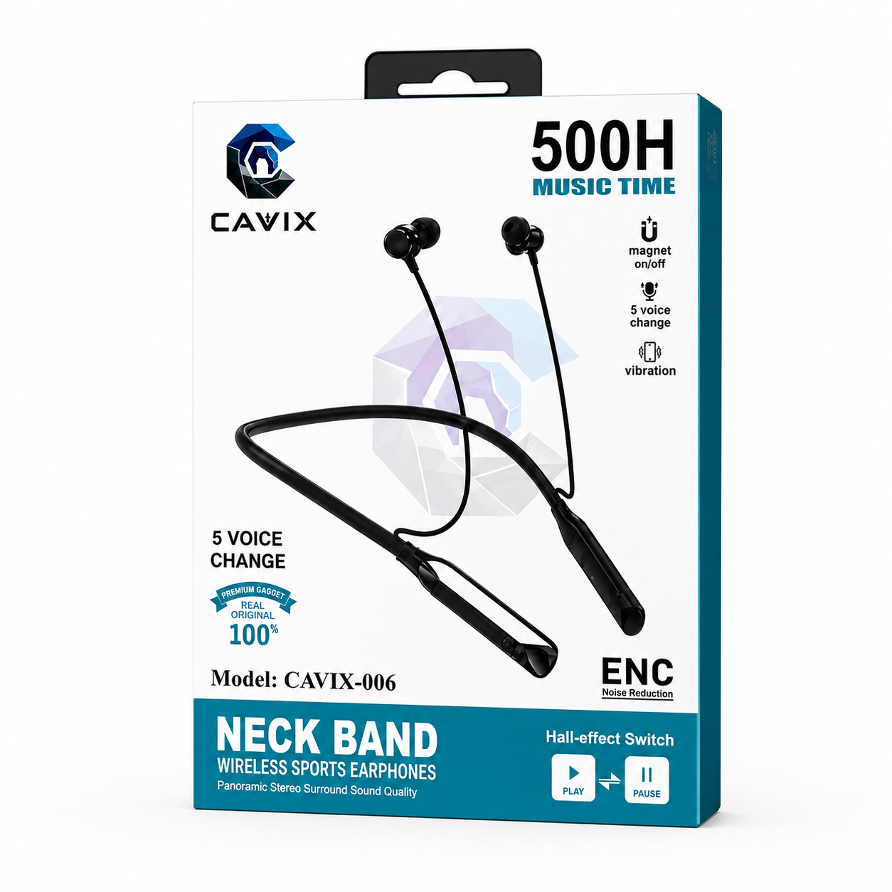 CAVIX-006 Wireless Neckband Earphone – Bluetooth Headset with 500H Music Time, Magic Voice Changer, Vibration Alert, Auto Pause/Play Magnetic Design & HD Sound - Image 3