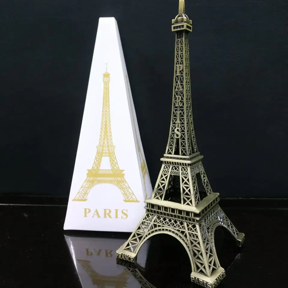 Classic Bronze Finish Metal Eiffel Tower Showpiece – 10-Inch Vintage Paris Landmark Statue, Elegant Home & Office Decor, Aesthetic Room Ornament & Content Creation Photography Prop - Image 3