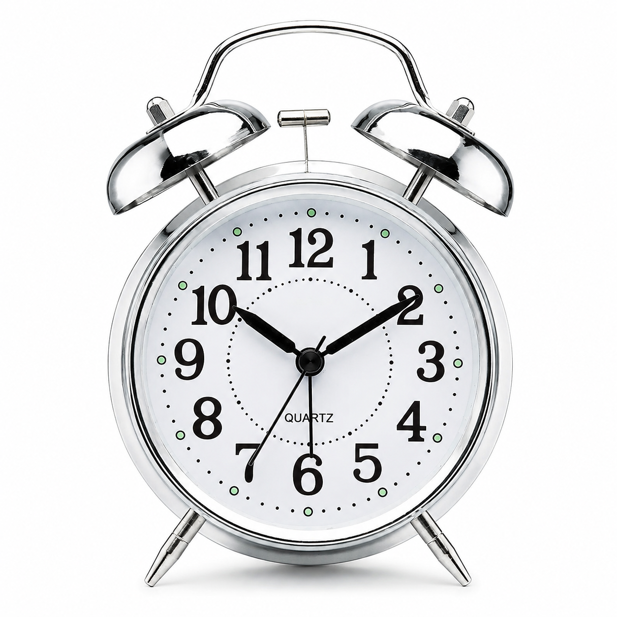 Round Copper Metal Twin Bell Alarm Clock – Non-Ticking Retro Desk Clock with Loud Ring for Morning Wake Up (Durable Metal Design) - Image 2