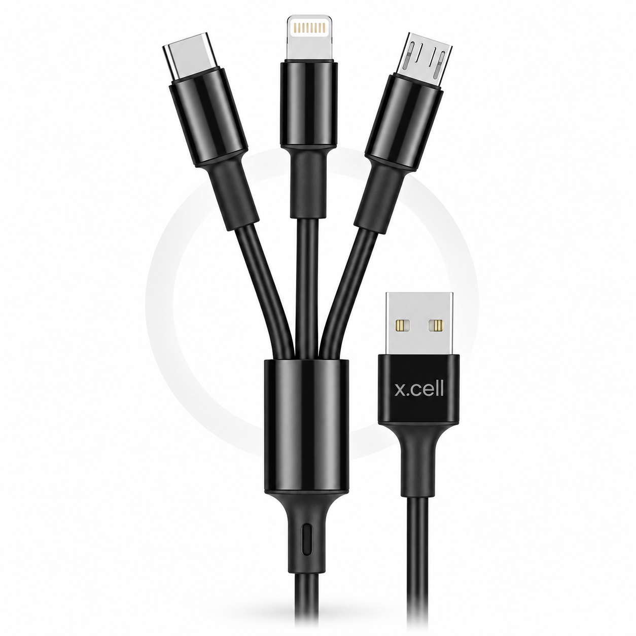 X.Cell High-Performance 3-in-1 Multi Charging Cable – 1.2M Charging Cord with USB-C, Lightning & Micro-USB Connectors for Universal Smartphones - Image 2