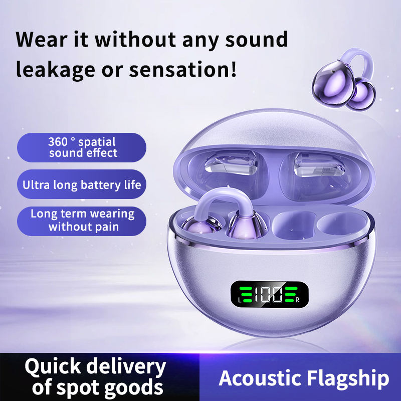 Q71 True Wireless Open-Ear / Ear Clip Earbuds – Digital LED Display, HD Stereo Sound, Noise Reduction Call Feature, 30mAh Earbud & 180mAh Charging Case for Sports & Daily Use - Image 3