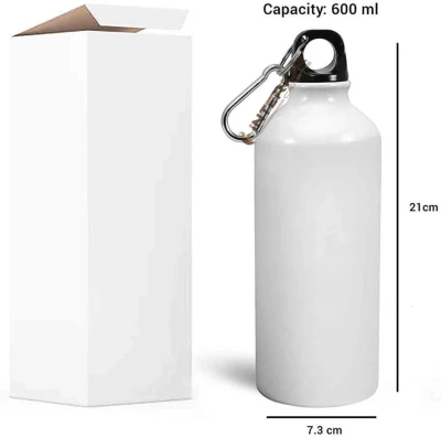 Water Bottle White 500ml – Lightweight Aircraft-Grade Aluminum Portable Sports & Travel Bottle with Glossy Finish & Carton Box (Model: INTE-7801) - Image 3