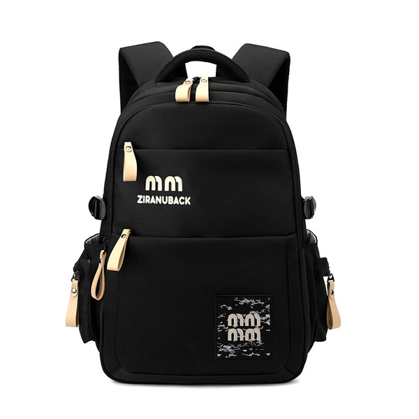 Natural Fish Simple Casual Oxford Backpack (Black) – Unisex Japan Style Softback Daypack with 20-36L Large Capacity, Solid Color & Durable Daily Travel Design (29x13x45 cm) - Image 2
