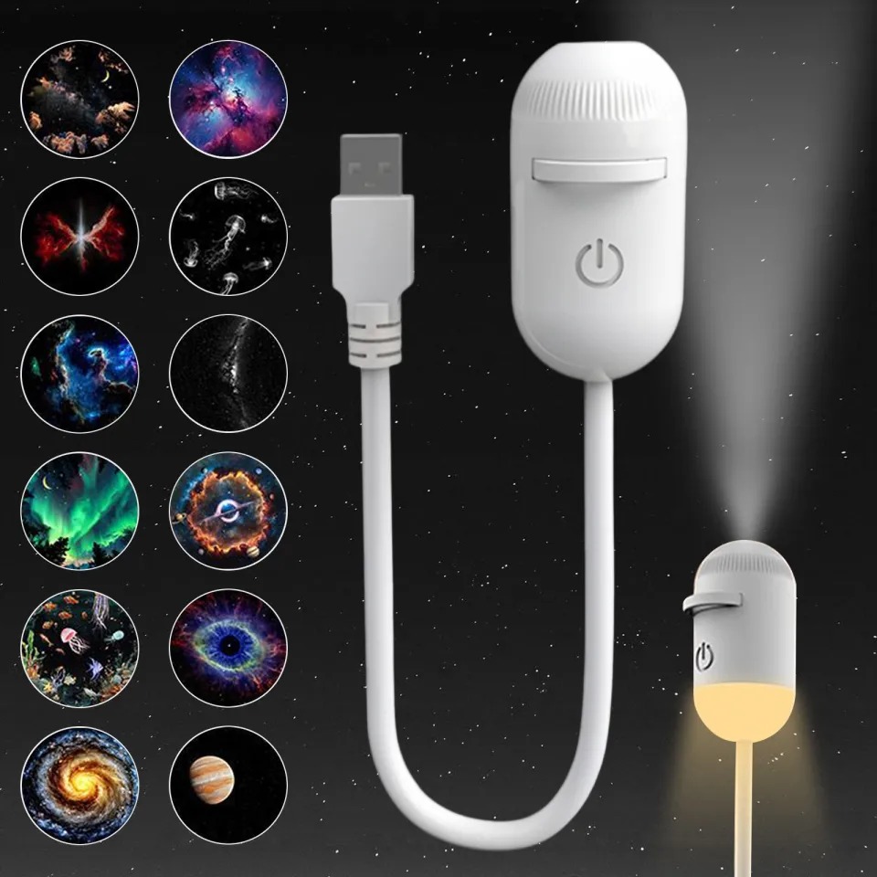 2-in-1 USB Mini Galaxy Star Projector & Bedside Night Light with 360° Flexible Design & 12 Interchangeable Disks - Image 6