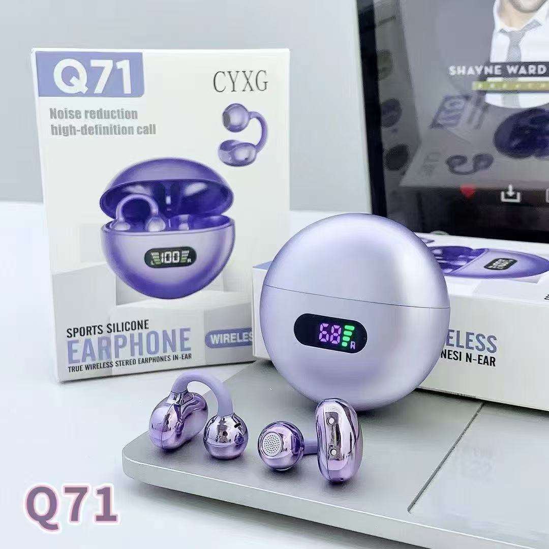 Q71 True Wireless Open-Ear / Ear Clip Earbuds – Digital LED Display, HD Stereo Sound, Noise Reduction Call Feature, 30mAh Earbud & 180mAh Charging Case for Sports & Daily Use - Image 4