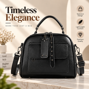 Huinian XR998-80 High-End Women's Large Capacity Commuting Handbag (Black) – Soft Synthetic Leather Multi-Layer Shoulder Purse with Trendy Chains, Pearls, Lock Decor & Secure Zipper Closure (30x25x13 cm)