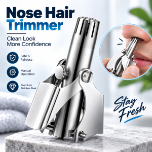 Premium Stainless Steel Manual Nose Hair Trimmer – Painless, Battery-Free, Washable & Portable Ear & Nose Grooming Clipper Tool for Men & Women