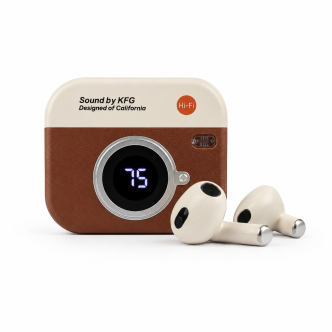 Q86 Retro Camera Design True Wireless Earbuds – Bluetooth 5.4 TWS with Leather Texture, Digital LED Display, Low Latency Gaming & ENC Noise Reduction - Image 6