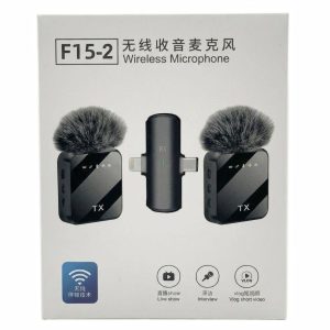 F15-2 Wireless Microphone 2 in 1 Type C + iPhone Noise Cancellation Lavalier Microphone, Professional Collar Microphone