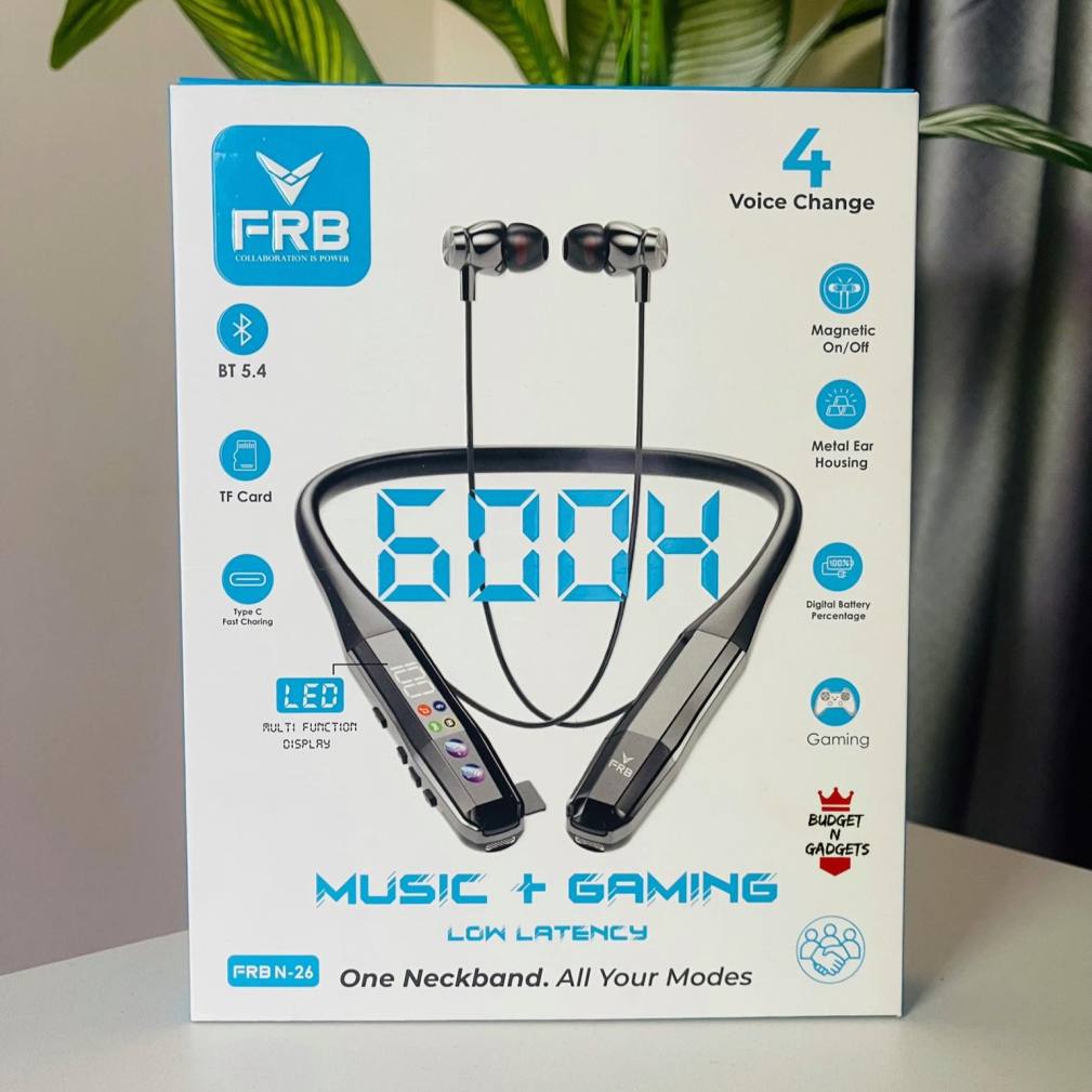 FRB N-26 Wireless Bluetooth 5.4 Neckband Earphone - 600 Hours Standby - Image 3