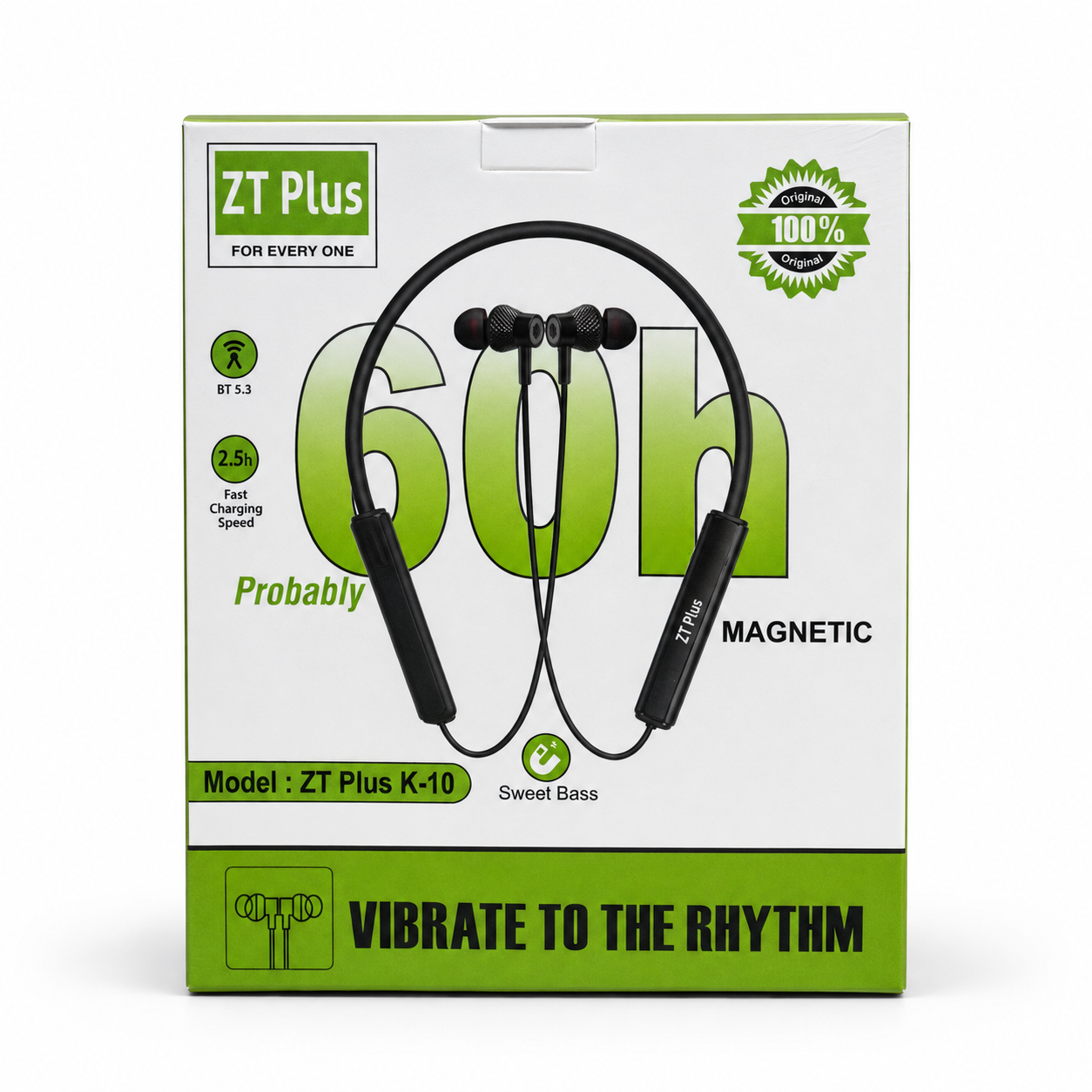 ZT Plus K-10 Wireless Bluetooth Neckband Earphone – Bluetooth 5.3 Headset with 60H Battery Life, Sweet Bass, 2.5H Fast Charging & Magnetic Earbuds - Image 3