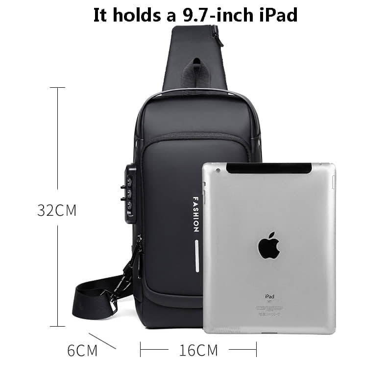 (Wallet ফ্রি) shoulder bag With Lock - Black - Image 4