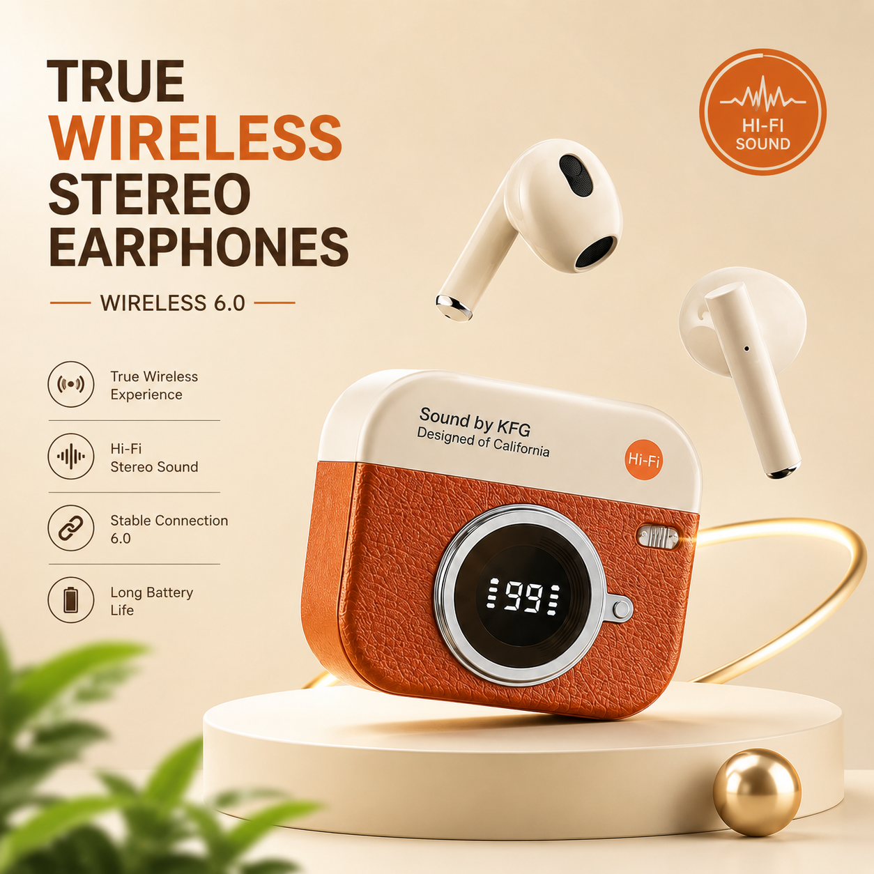Q86 Retro Camera Design True Wireless Earbuds – Bluetooth 5.4 TWS with Leather Texture, Digital LED Display, Low Latency Gaming & ENC Noise Reduction