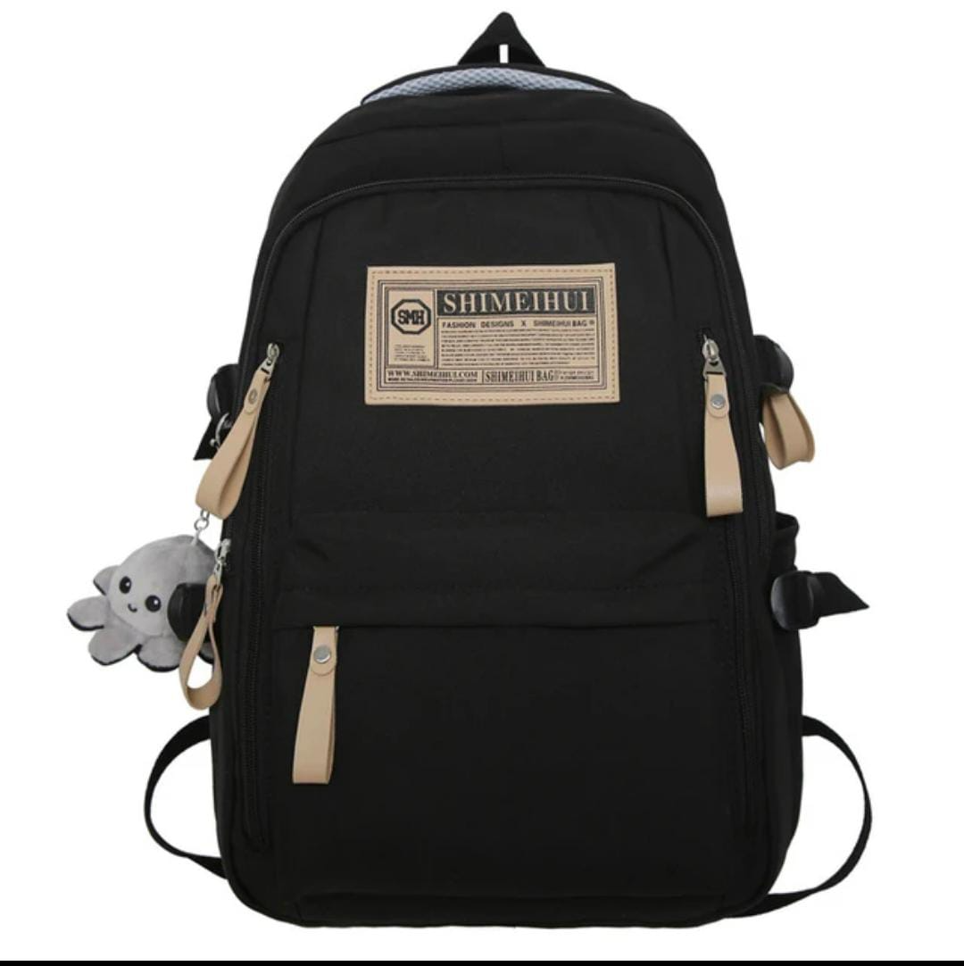 Aesthetic Large Capacity Black Backpack – Stylish Waterproof Casual Daypack with Multiple Spacious Compartments & Durable Easy-to-Clean Fabric for School, Travel & Daily Use - Image 2