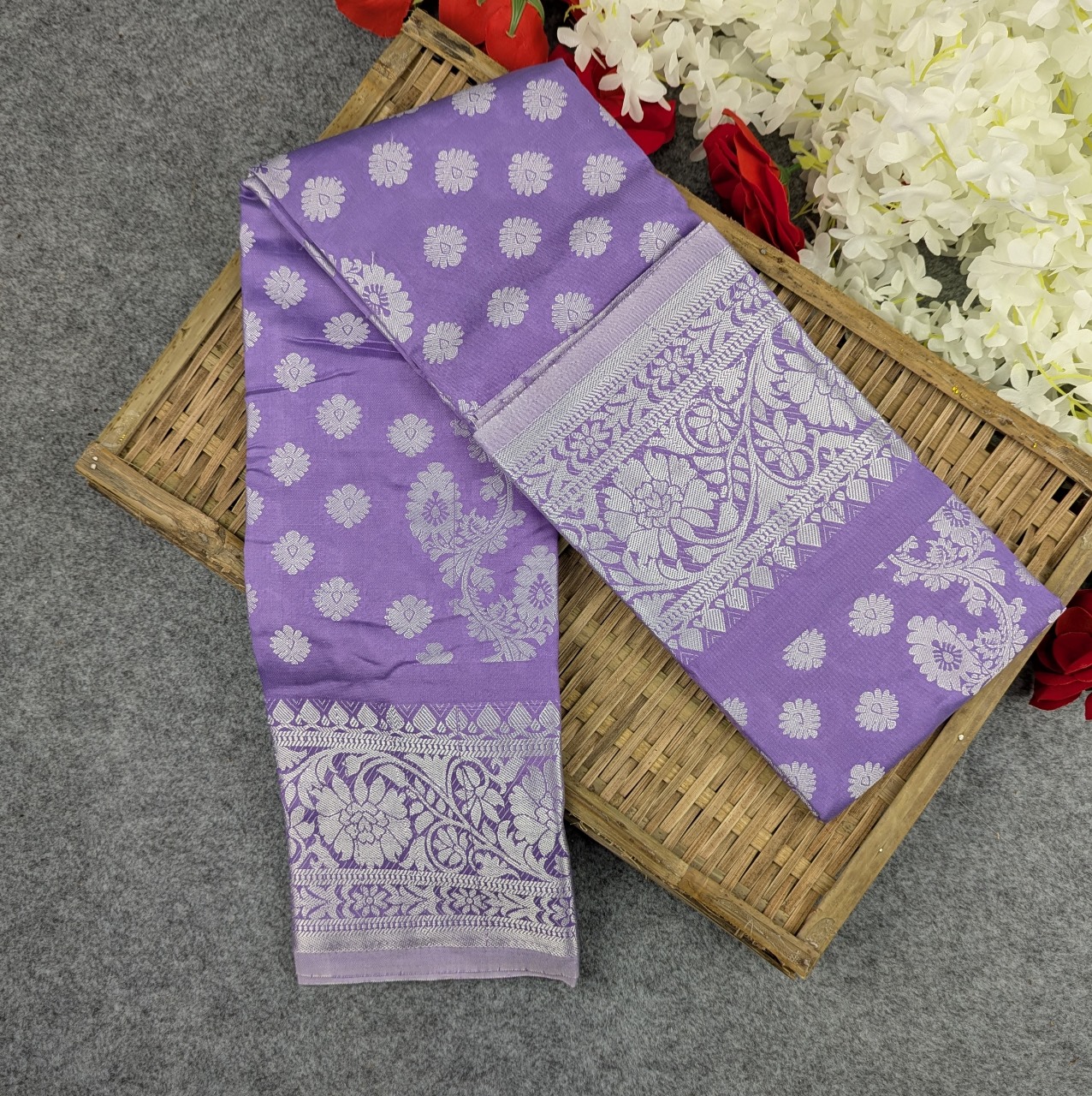Premium Silk Katan Saree (Blue, Light Pink, Maroon, Black, Lavender) - Image 5
