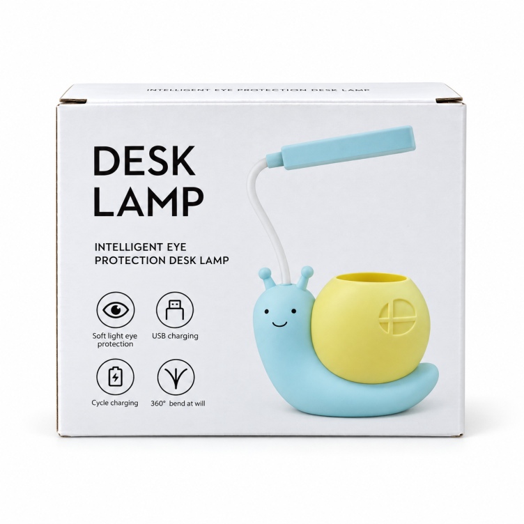 Rechargeable LED Snail Table Light – Child Eye Protection Desk Lamp with Built-In Pen Holder, Flexible Neck & USB Charging for Kids Study & Night Light - Image 6