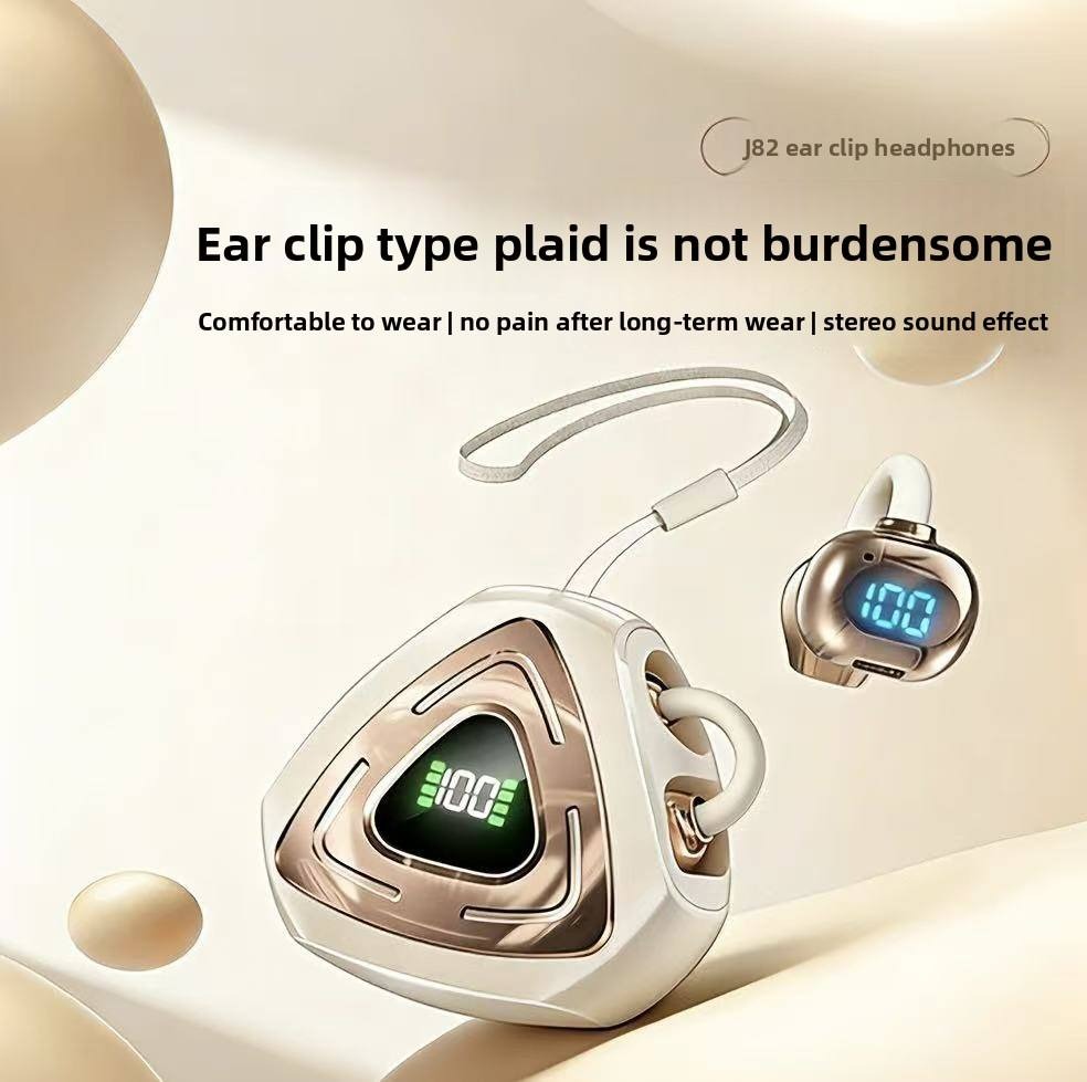 J82 Open-Ear Clip-On True Wireless Earbuds – Bluetooth 5.4 TWS Gaming Headphones with Digital LED Display, Low Latency & IPX4 Waterproof - Image 3