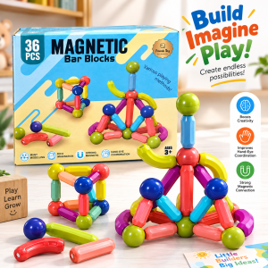 Big Size Magnetic Building Blocks Kid Toy Set Montessori Educational Magnetic Stick Building Bricks Construction Funny Toy Gift 36 pcs