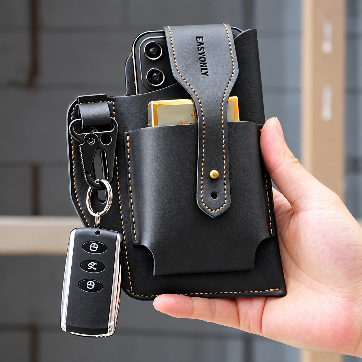 Men's Leather Belt Pouch & Mobile Phone Holster Bag