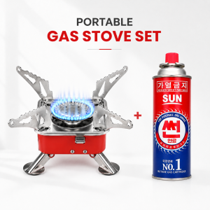 Kovar K-202 Portable Outdoor Camping Stove & Sun Butane Gas Set – Lightweight Card-Type Gas Stove with Auto Fire for Hiking & Backpacking