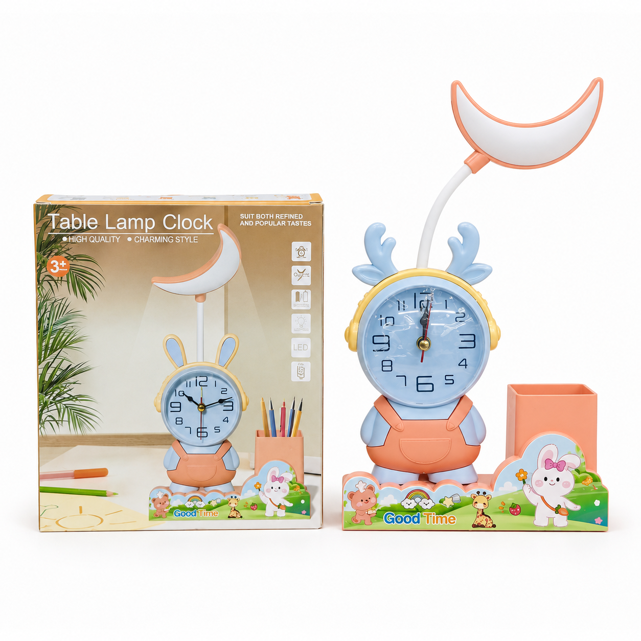 3 in 1 Table Lamp with Analog Clock & Pen Holder - Image 3
